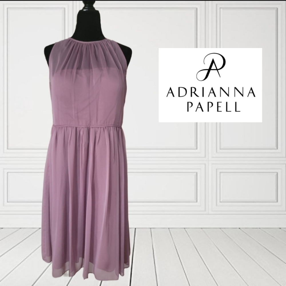 Adrianna Papell High Neck Chiffon Dress